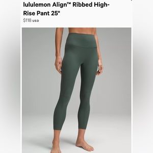 ARMY GREEN RIBBED ALIGN LEGGINGS
